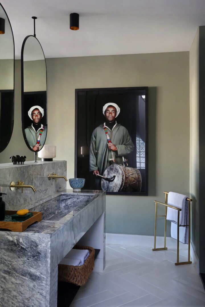 Forest Green bathroom at villa Augustine Tangier